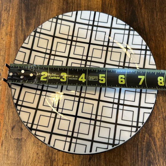 Dover & York Black and White Geometric Pattern Ceramic Salad Plate 7.75” New - Picture 4 of 5